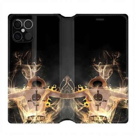 Housse Cuir Portefeuille Pour Iphone 12 / 12 Pro Manga One Piece Ace Noir