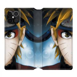 Housse Cuir Portefeuille Pour Iphone 12 / 12 Pro Manga Naruto Blanc