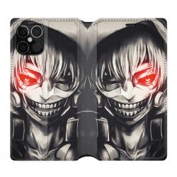 Housse Cuir Portefeuille Pour Iphone 12 / 12 Pro Manga Kaneki Noir