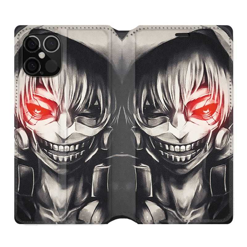 Housse Cuir Portefeuille Pour Iphone 12 / 12 Pro Manga Kaneki Noir