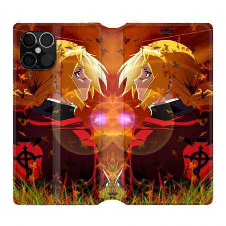 Housse Cuir Portefeuille Pour Iphone 12 / 12 Pro Manga Full Alchemist Rouge