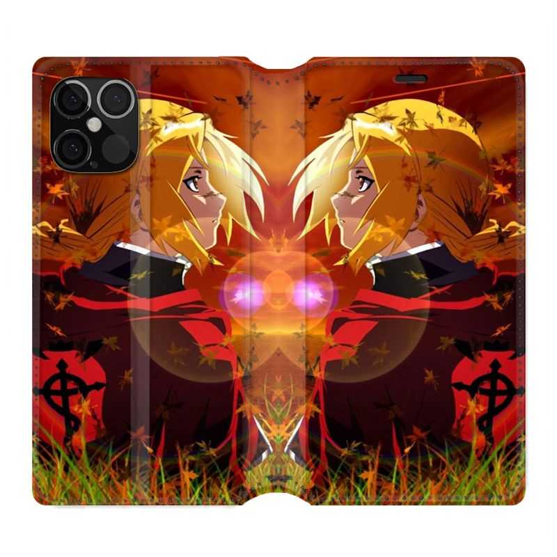 Housse Cuir Portefeuille Pour Iphone 12 / 12 Pro Manga Full Alchemist Rouge