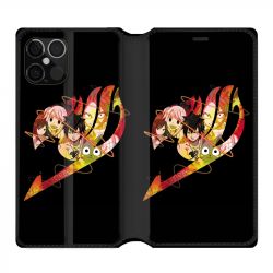 Housse Cuir Portefeuille Pour Iphone 12 / 12 Pro Manga FAiry Tail Logo Noir