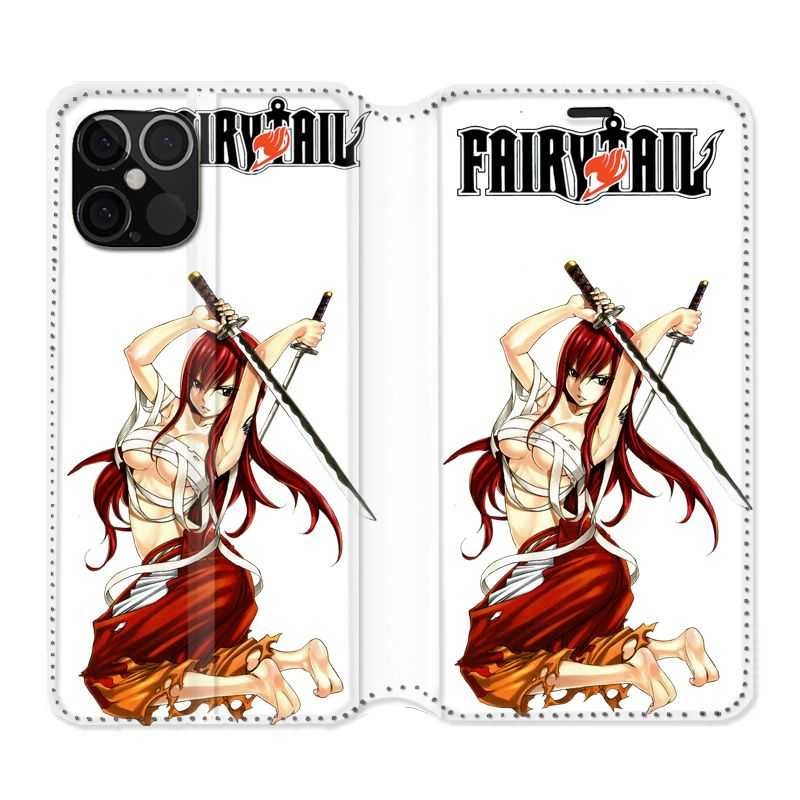 Housse Cuir Portefeuille Pour Iphone 12 / 12 Pro Manga FAiry Tail Erza