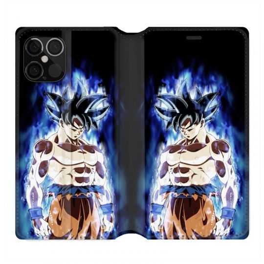 Housse Cuir Portefeuille Pour Iphone 12 / 12 Pro Manga Dragon Ball Sangoku Noir