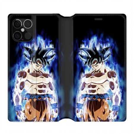 Housse Cuir Portefeuille Pour Iphone 12 / 12 Pro Manga Dragon Ball Sangoku Noir