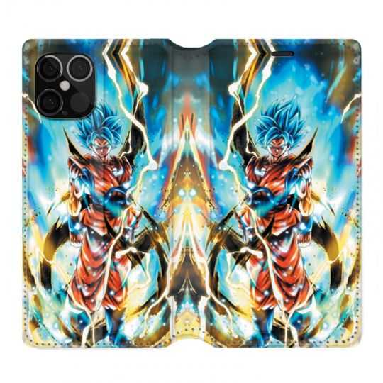Housse Cuir Portefeuille Pour Iphone 12 / 12 Pro Manga Dragon Ball Sangoku Blanc