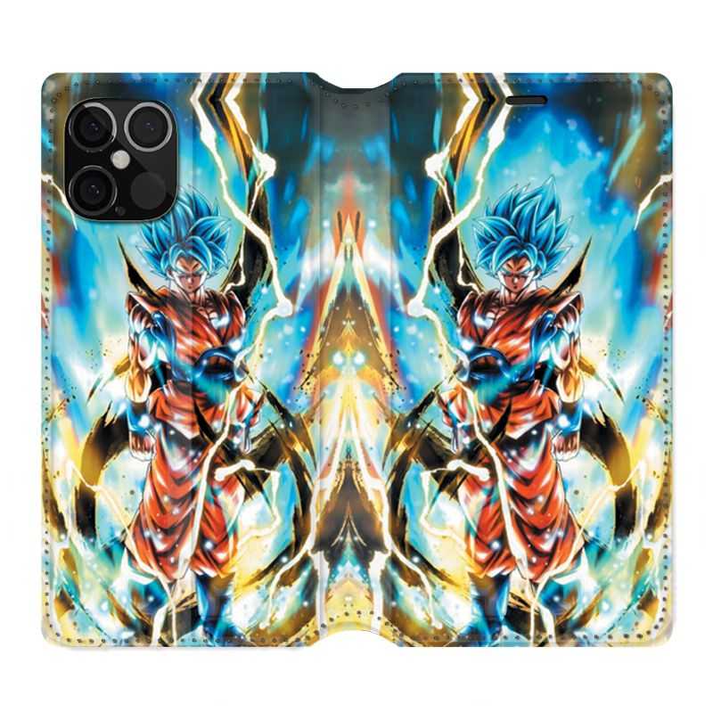 Housse Cuir Portefeuille Pour Iphone 12 / 12 Pro Manga Dragon Ball Sangoku Blanc