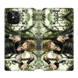 Housse Cuir Portefeuille Pour Iphone 12 / 12 Pro Manga Bois