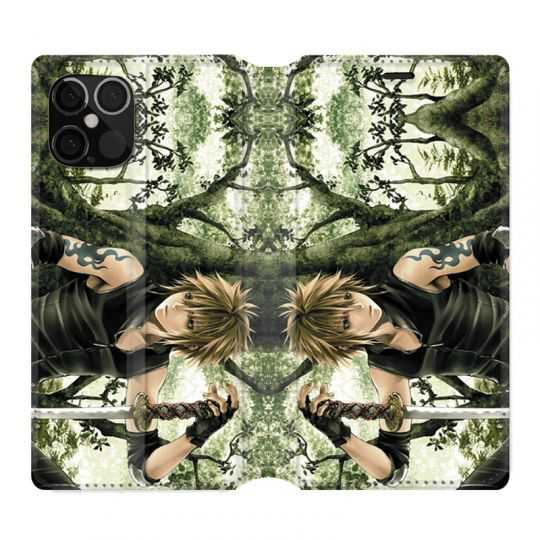 Housse Cuir Portefeuille Pour Iphone 12 / 12 Pro Manga Bois