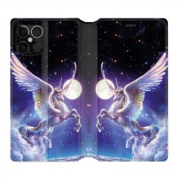 Housse Cuir Portefeuille Pour Iphone 12 / 12 Pro Licorne Céleste