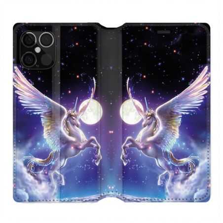 Housse Cuir Portefeuille Pour Iphone 12 / 12 Pro Licorne Céleste