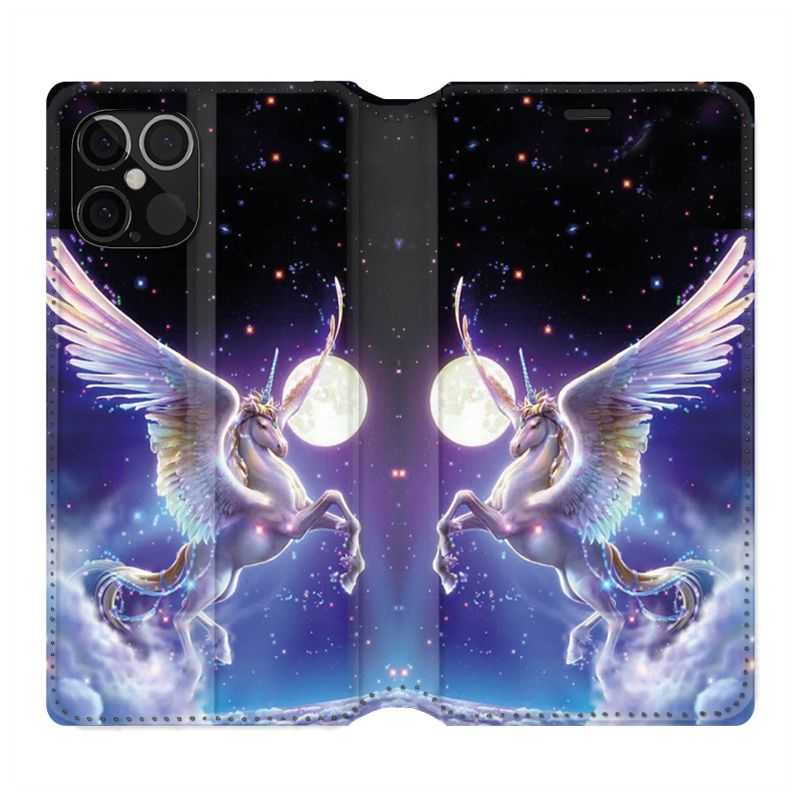 Housse Cuir Portefeuille Pour Iphone 12 / 12 Pro Licorne Céleste