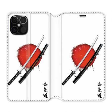 Housse Cuir Portefeuille Pour Iphone 12 / 12 Pro Japon Epée