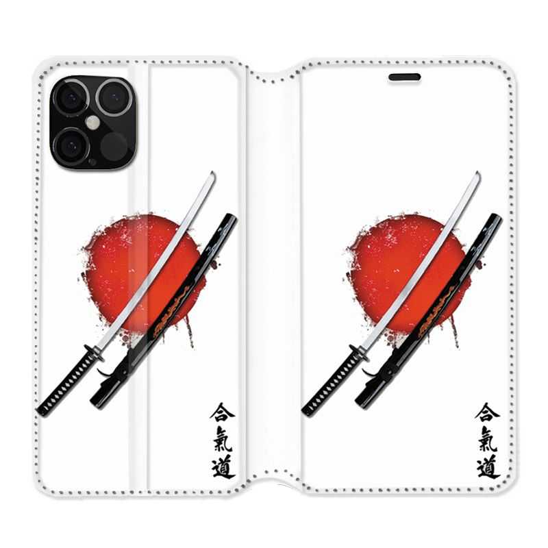 Housse Cuir Portefeuille Pour Iphone 12 / 12 Pro Japon Epée
