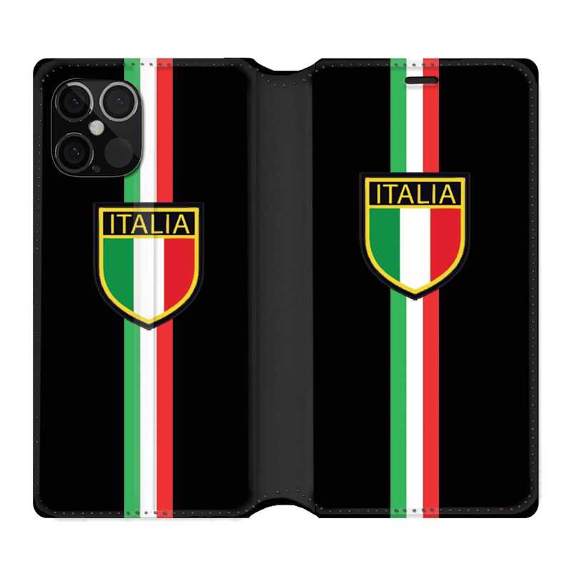 Housse Cuir Portefeuille Pour Iphone 12 / 12 Pro Italie 3 Noir