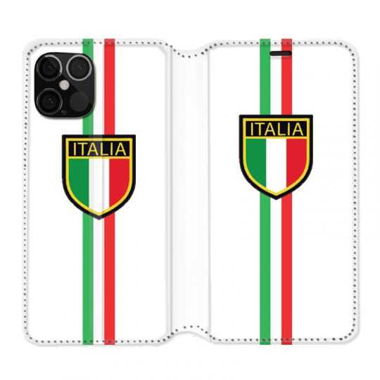 Housse Cuir Portefeuille Pour Iphone 12 / 12 Pro Italie 3 Blanc