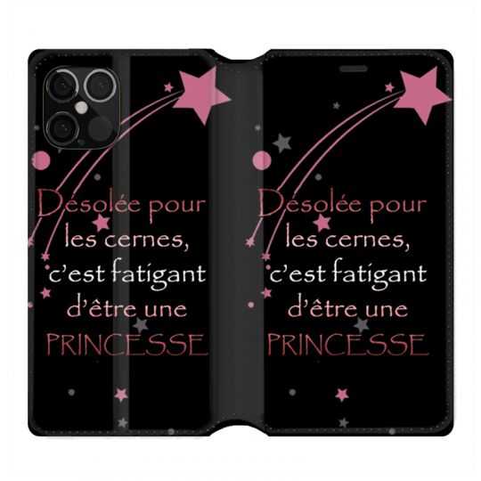 Housse Cuir Portefeuille Pour Iphone 12 / 12 Pro Humour Princesse