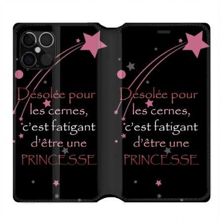 Housse Cuir Portefeuille Pour Iphone 12 / 12 Pro Humour Princesse