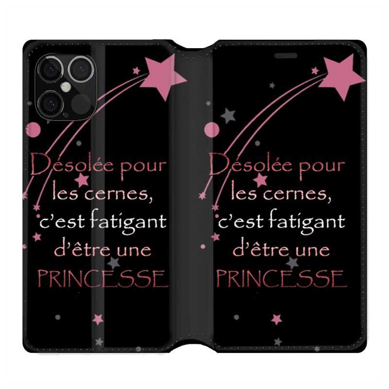 Housse Cuir Portefeuille Pour Iphone 12 / 12 Pro Humour Princesse