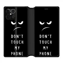 Housse Cuir Portefeuille Pour Iphone 12 / 12 Pro Humour Don't Touch