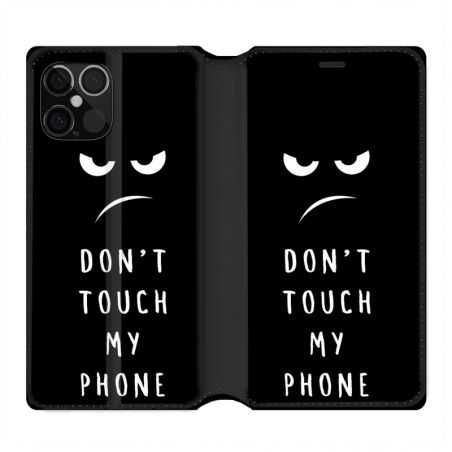 Housse Cuir Portefeuille Pour Iphone 12 / 12 Pro Humour Don't Touch