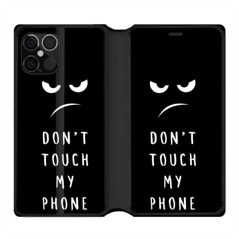 Housse Cuir Portefeuille Pour Iphone 12 / 12 Pro Humour Don't Touch