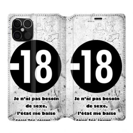 Housse Cuir Portefeuille Pour Iphone 12 / 12 Pro Humour 18 Ans