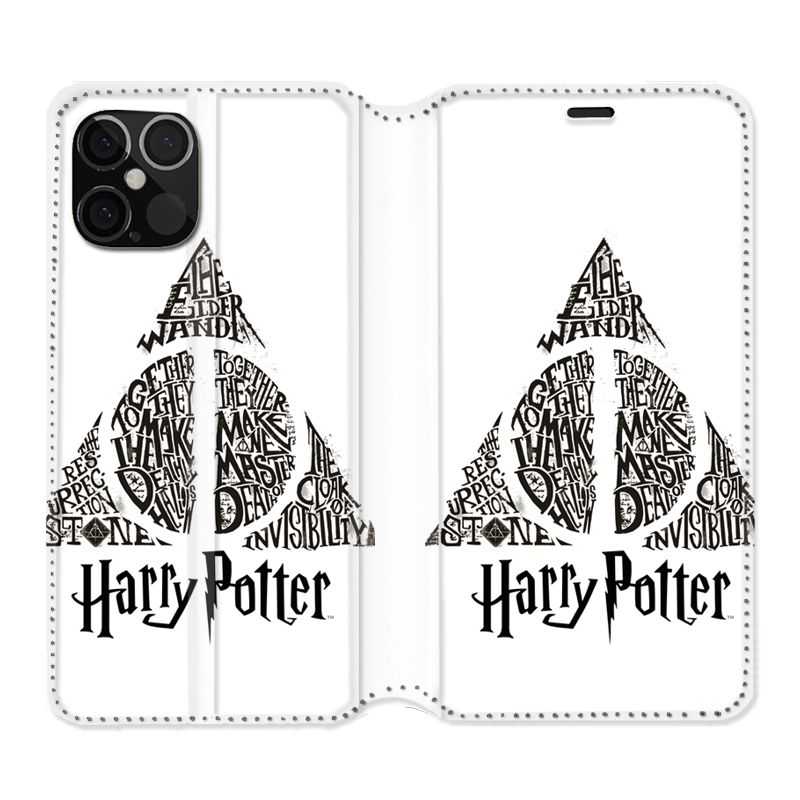 Housse Cuir Portefeuille Pour Iphone 12 / 12 Pro WB License Harry Potter Triangle Blanc
