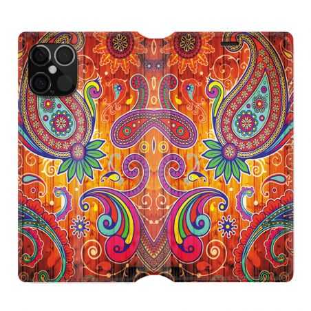 Housse Cuir Portefeuille Pour Iphone 12 / 12 Pro Fleur Psychedelic