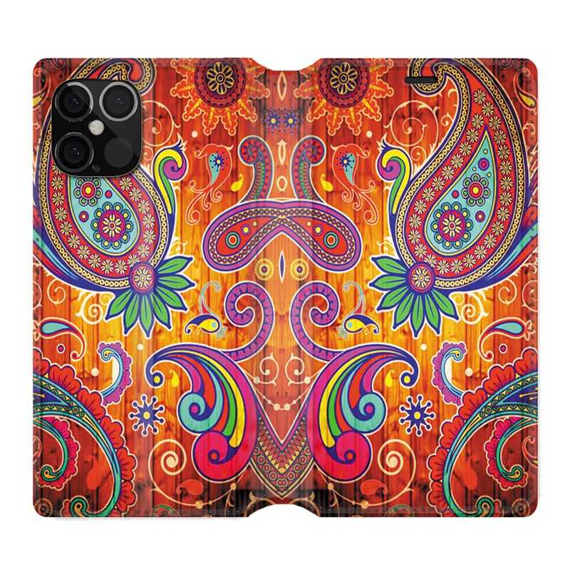 Housse Cuir Portefeuille Pour Iphone 12 / 12 Pro Fleur Psychedelic