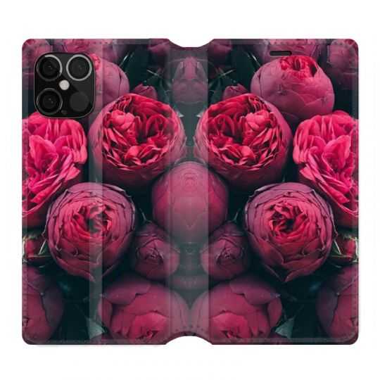 Housse Cuir Portefeuille Pour Iphone 12 / 12 Pro Fleur Pivoine