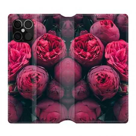 Housse Cuir Portefeuille Pour Iphone 12 / 12 Pro Fleur Pivoine