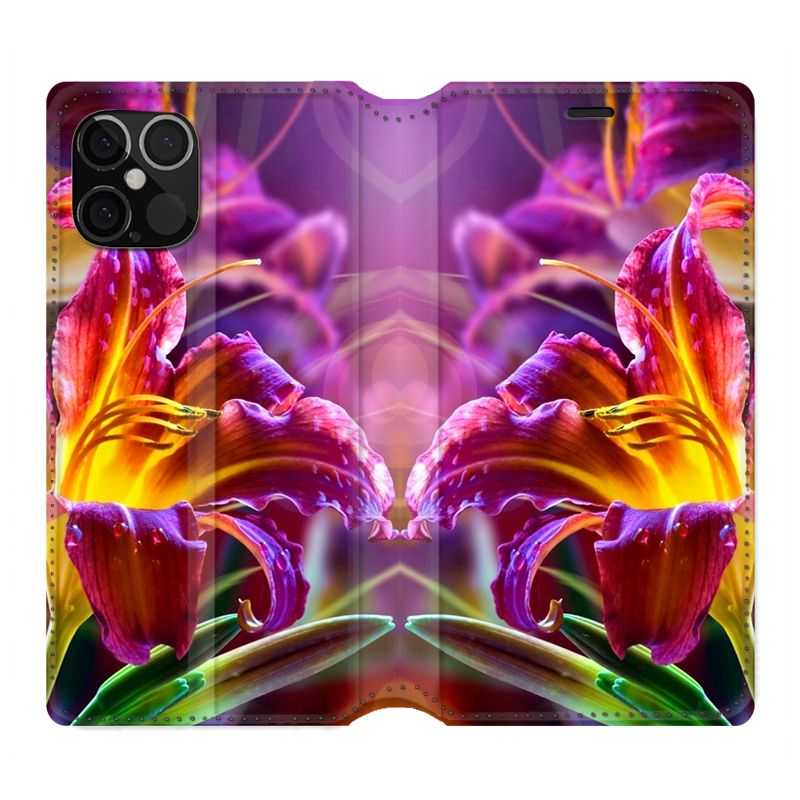 Housse Cuir Portefeuille Pour Iphone 12 / 12 Pro Fleur Lys Color