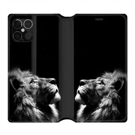Housse Cuir Portefeuille Pour Iphone 12 / 12 Pro Roi Lion