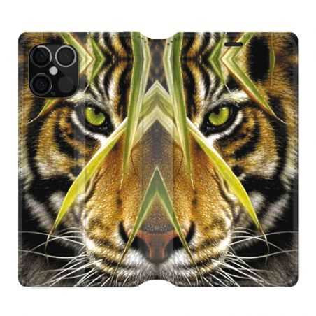 Housse Cuir Portefeuille Pour Iphone 12 / 12 Pro Oeil Tigre