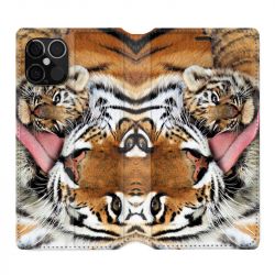 Housse Cuir Portefeuille Pour Iphone 12 / 12 Pro Bebe Tigre