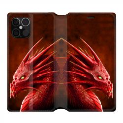 Housse Cuir Portefeuille Pour Iphone 12 / 12 Pro Dragon Rouge