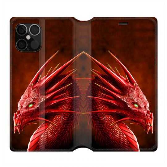 Housse Cuir Portefeuille Pour Iphone 12 / 12 Pro Dragon Rouge