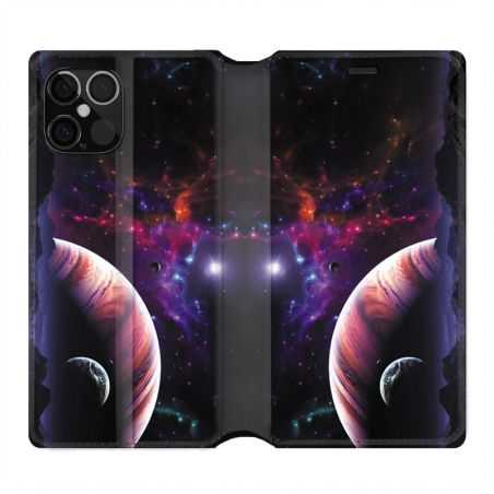 Housse Cuir Portefeuille Pour Iphone 12 / 12 Pro Planete Rouge