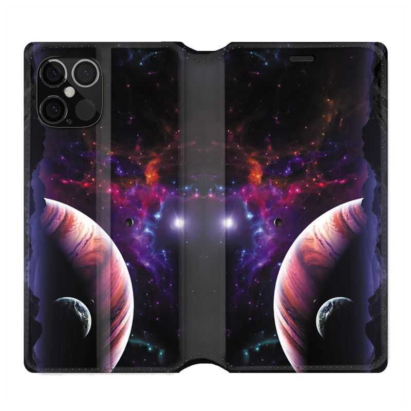 Housse Cuir Portefeuille Pour Iphone 12 / 12 Pro Planete Rouge