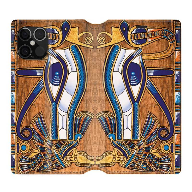 Housse Cuir Portefeuille Pour Iphone 12 / 12 Pro Egypte Papyrus