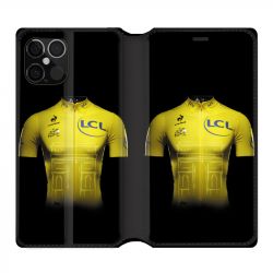 Housse Cuir Portefeuille Pour Iphone 12 / 12 Pro Cyclisme Maillot Jaune