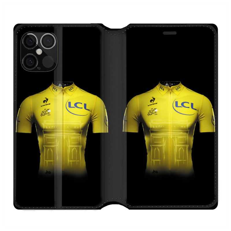 Housse Cuir Portefeuille Pour Iphone 12 / 12 Pro Cyclisme Maillot Jaune