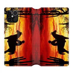 Housse Cuir Portefeuille Pour Iphone 12 / 12 Pro Cow Boy Soleil