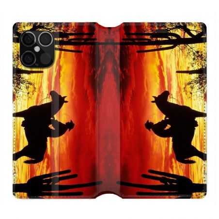 Housse Cuir Portefeuille Pour Iphone 12 / 12 Pro Cow Boy Soleil