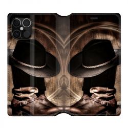 Housse Cuir Portefeuille Pour Iphone 12 / 12 Pro Cow Boy Chapeau