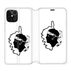 Housse Cuir Portefeuille Pour Iphone 12 / 12 Pro Corse Blanc