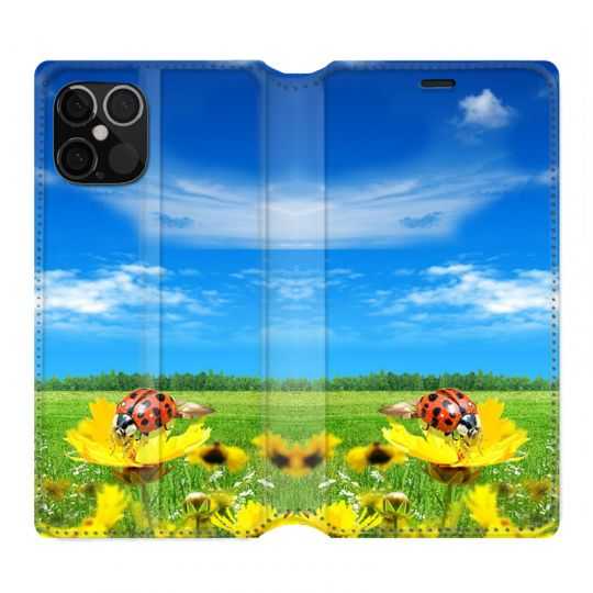 Housse Cuir Portefeuille Pour Iphone 12 / 12 Pro Coccinelle