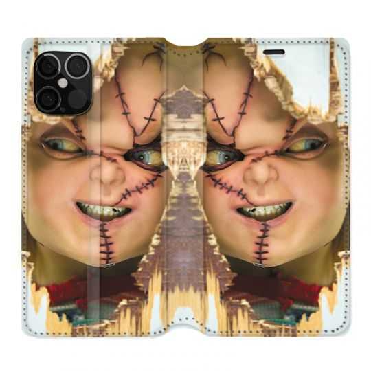 Housse Cuir Portefeuille Pour Iphone 12 / 12 Pro Chucky Blanc